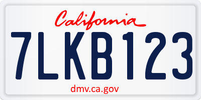 CA license plate 7LKB123