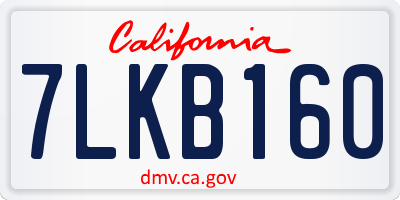 CA license plate 7LKB160