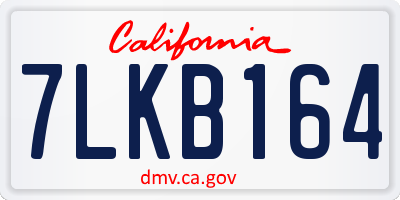 CA license plate 7LKB164
