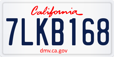CA license plate 7LKB168