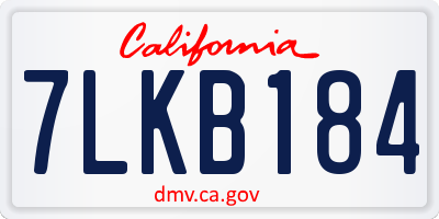 CA license plate 7LKB184