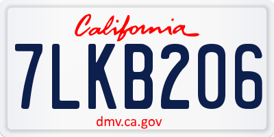 CA license plate 7LKB206
