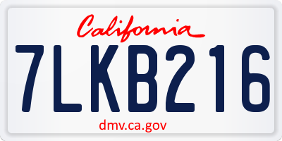 CA license plate 7LKB216