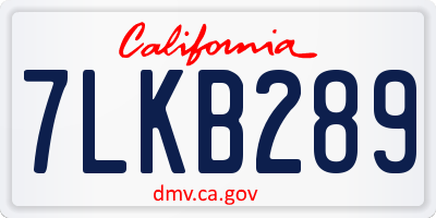 CA license plate 7LKB289