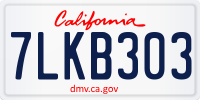 CA license plate 7LKB303