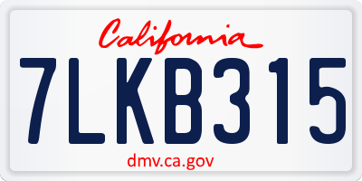 CA license plate 7LKB315