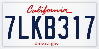 CA license plate 7LKB317