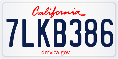 CA license plate 7LKB386