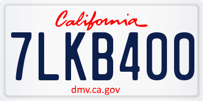 CA license plate 7LKB400