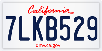 CA license plate 7LKB529