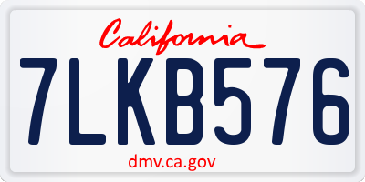 CA license plate 7LKB576