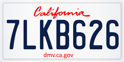 CA license plate 7LKB626