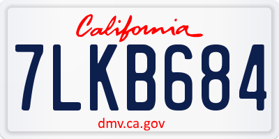 CA license plate 7LKB684