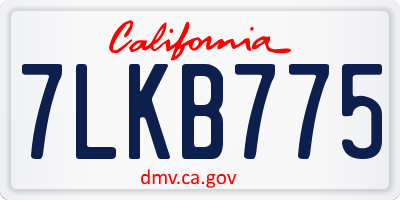 CA license plate 7LKB775