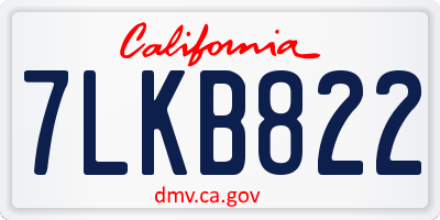 CA license plate 7LKB822