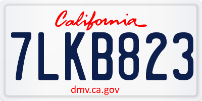 CA license plate 7LKB823