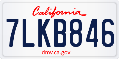 CA license plate 7LKB846