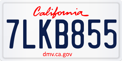 CA license plate 7LKB855
