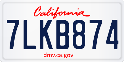 CA license plate 7LKB874