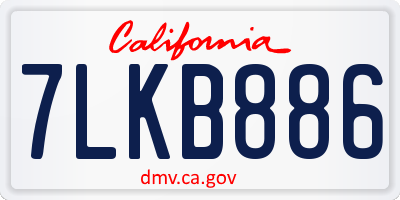 CA license plate 7LKB886