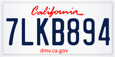 CA license plate 7LKB894