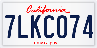 CA license plate 7LKC074