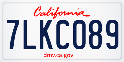 CA license plate 7LKC089