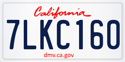 CA license plate 7LKC160