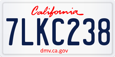 CA license plate 7LKC238