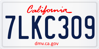 CA license plate 7LKC309