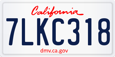 CA license plate 7LKC318