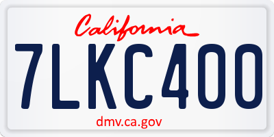 CA license plate 7LKC400