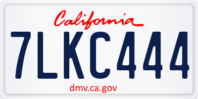 CA license plate 7LKC444