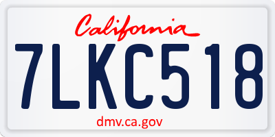 CA license plate 7LKC518