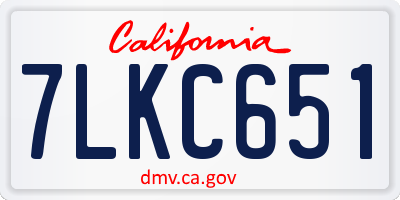 CA license plate 7LKC651