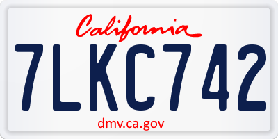 CA license plate 7LKC742