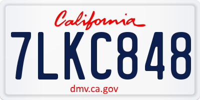 CA license plate 7LKC848