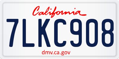CA license plate 7LKC908
