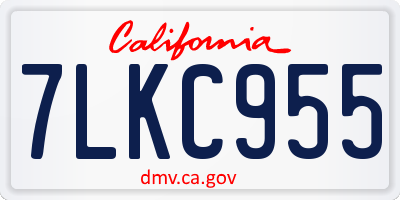 CA license plate 7LKC955