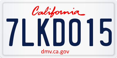 CA license plate 7LKD015