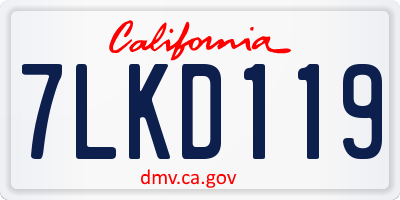 CA license plate 7LKD119