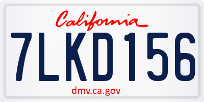 CA license plate 7LKD156