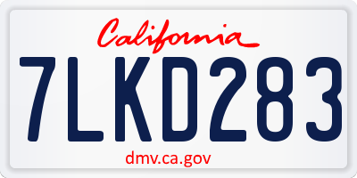 CA license plate 7LKD283