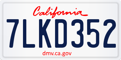 CA license plate 7LKD352