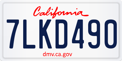 CA license plate 7LKD490