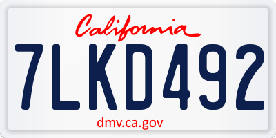 CA license plate 7LKD492