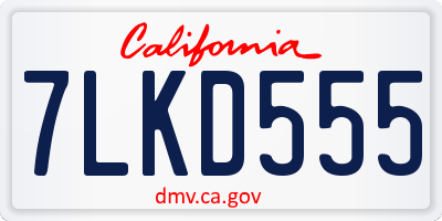 CA license plate 7LKD555