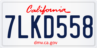 CA license plate 7LKD558