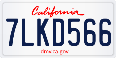 CA license plate 7LKD566