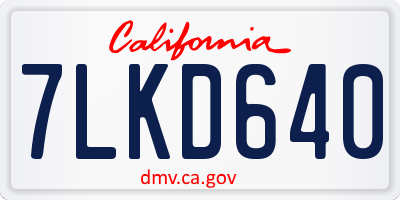 CA license plate 7LKD640